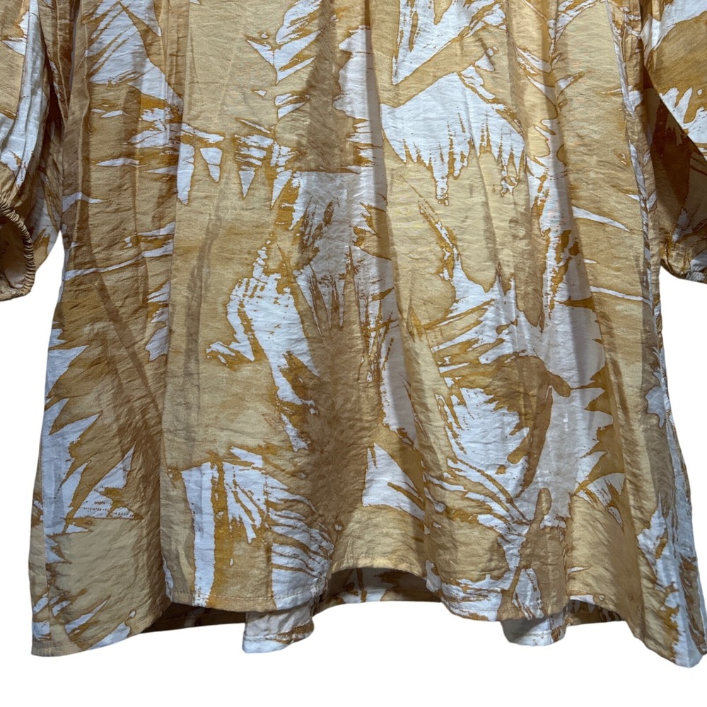 H&M Mini Dress Yellow White Pattern Balloon Sleeve V Neck Women's Size Small NWT - Picture 6 of 9